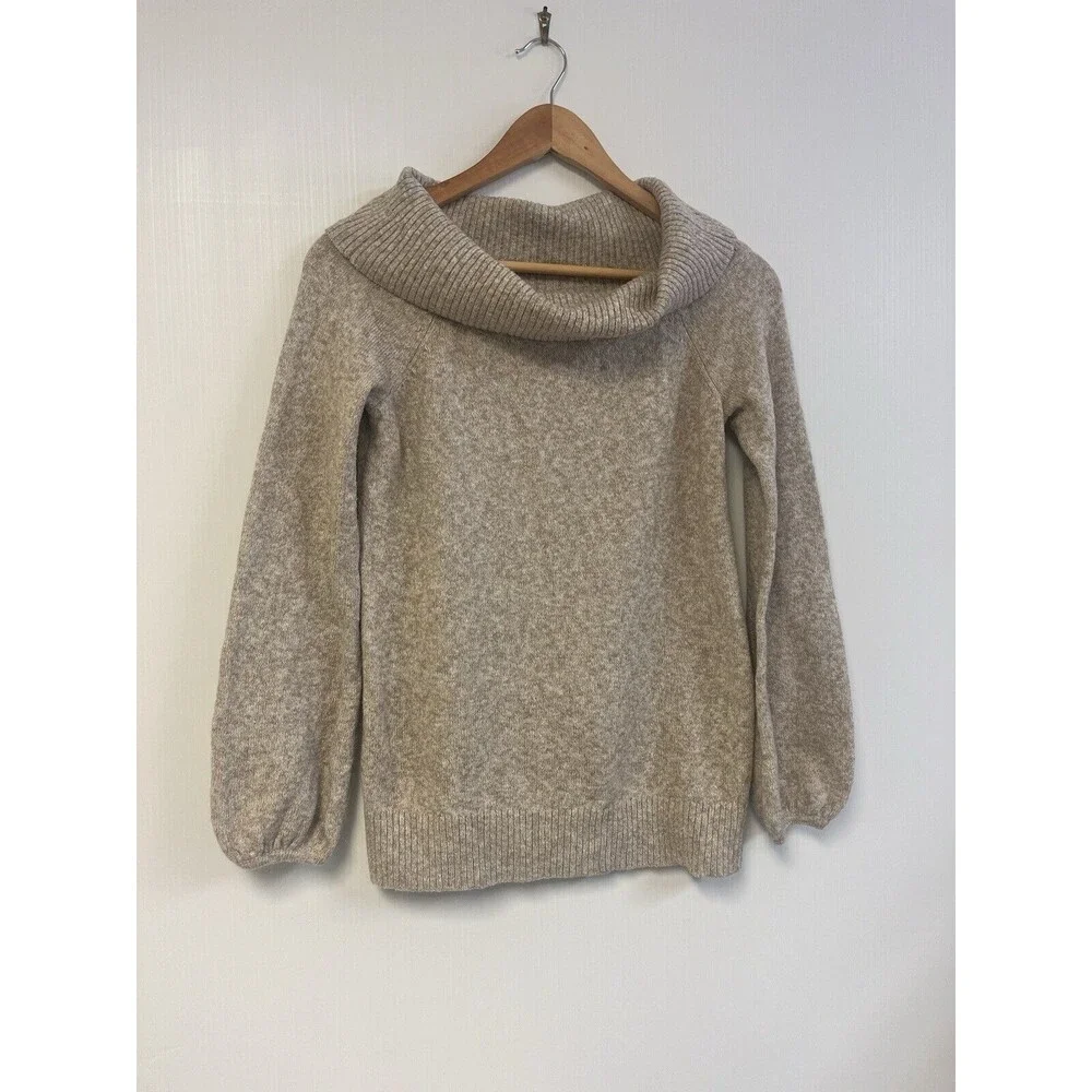 American Eagle Cozy Beige Oversized Cowl Neck Sweater Womens‎ Small Cotton blend